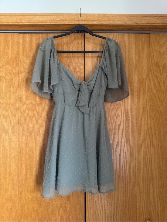 Altar'd State Dresses & Skirts - Altard state Sage Green Flutter Sleeve Tie-Front Mini Dress